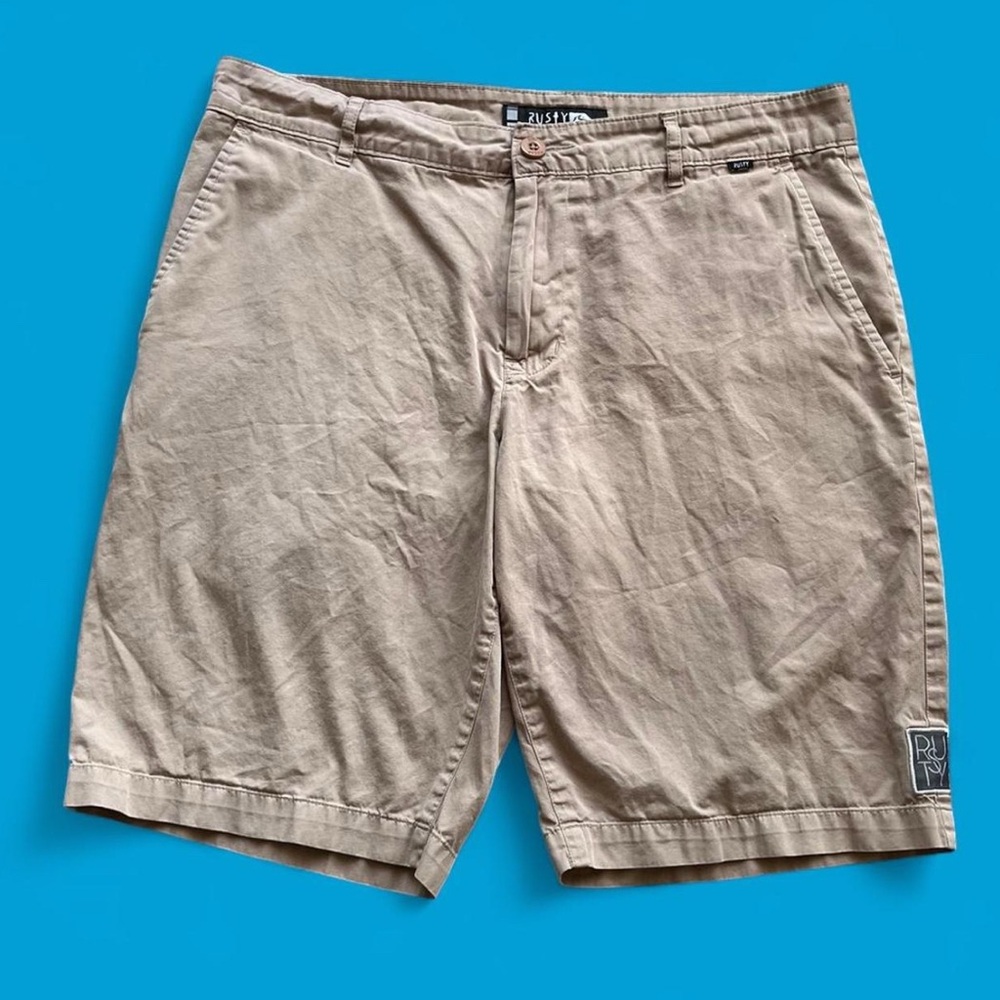 Rusty Surfboarding Tan Chino Shorts Relaxed Fit Men’s 32x10